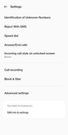 Screenshot OnePlus Dialer APK