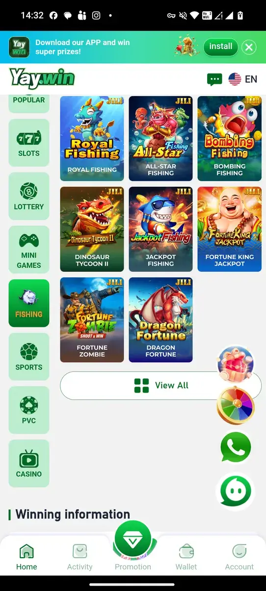 Screenshot YayWin APK v2.0.0