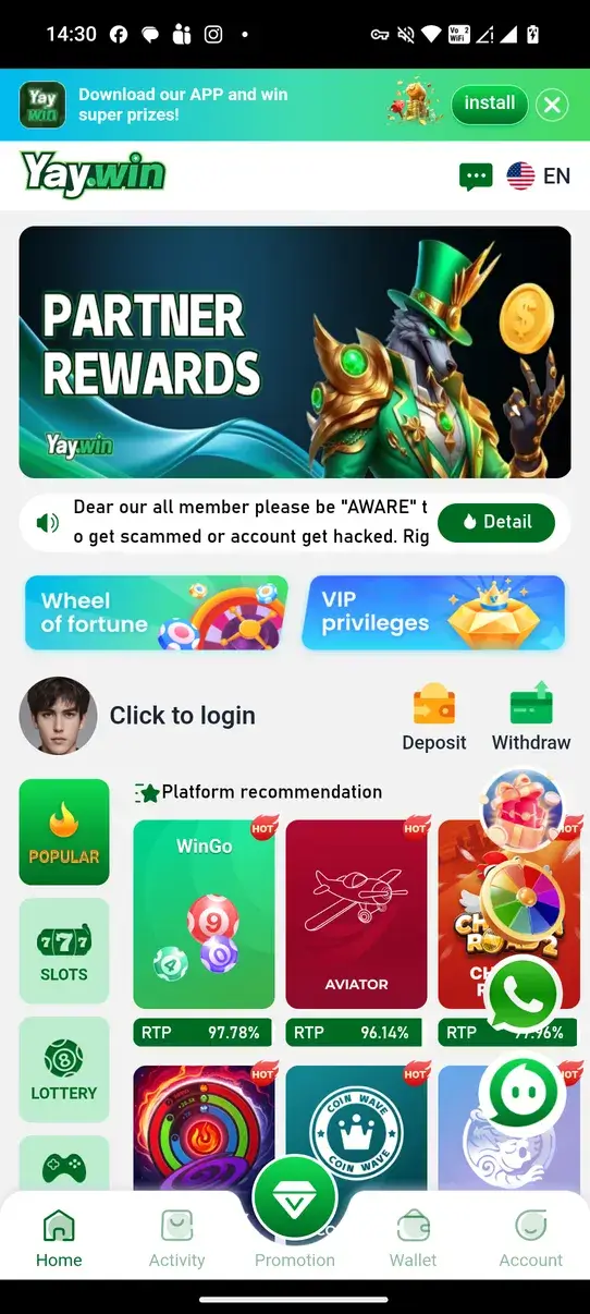 Screenshot YayWin APK v2.0.0