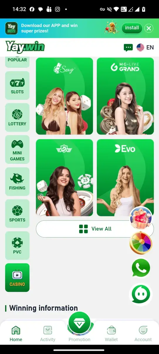 Screenshot YayWin APK v2.0.0