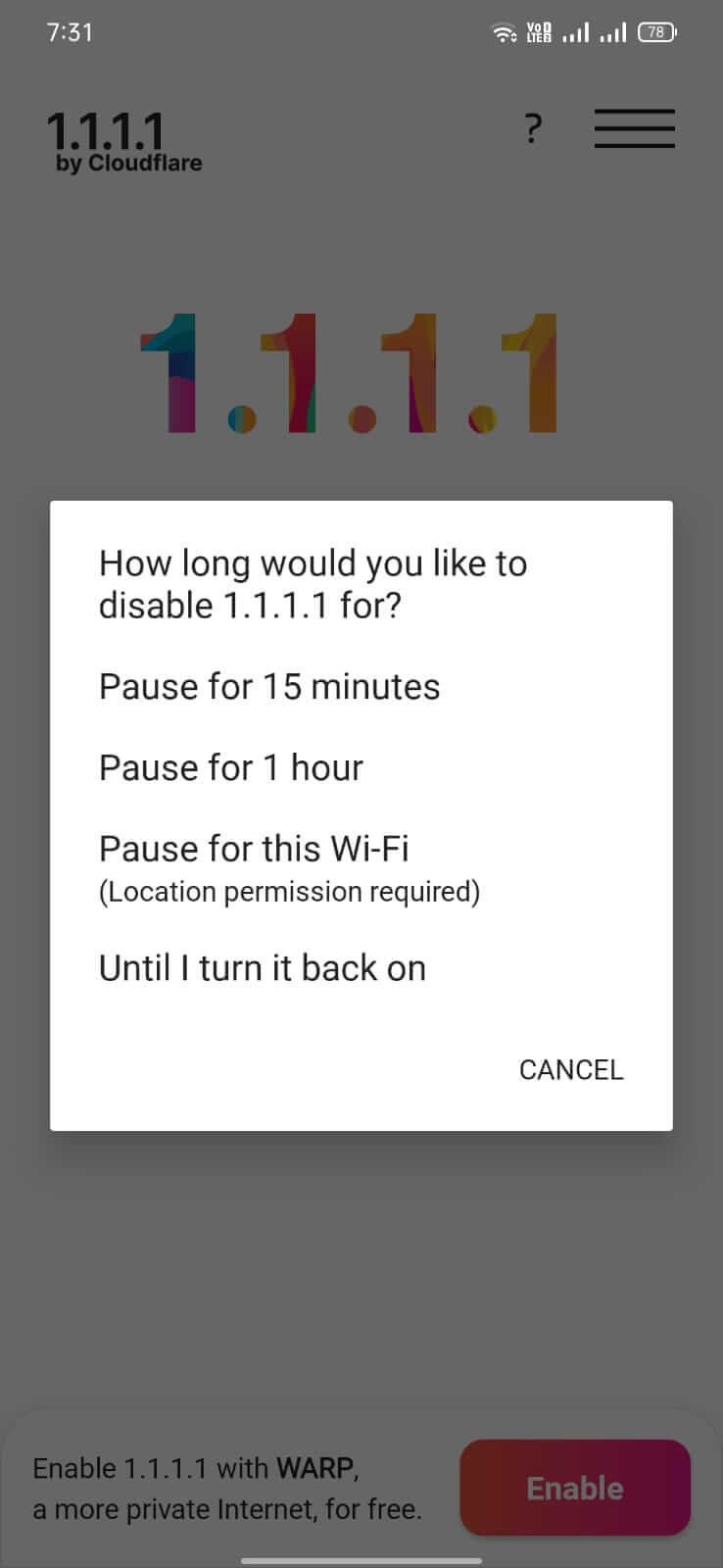 Screenshot 1.1.1.1 VPN + WARP APK v6.38.7
