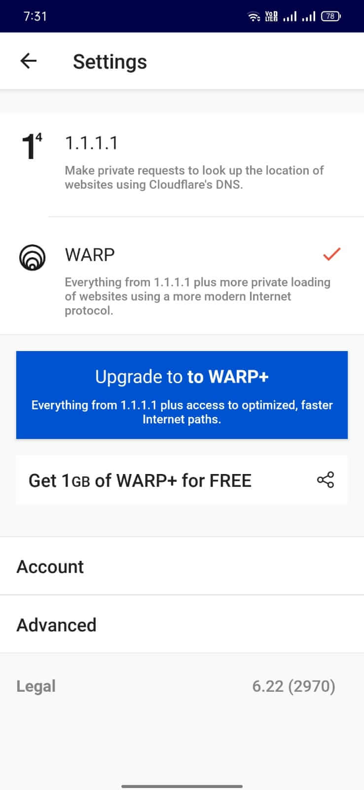 Screenshot 1.1.1.1 VPN + WARP APK v6.38.7