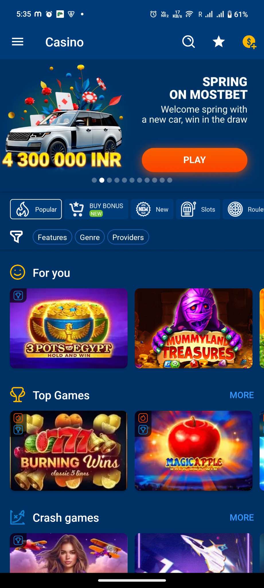 Screenshot MostBet APK 7.3.1