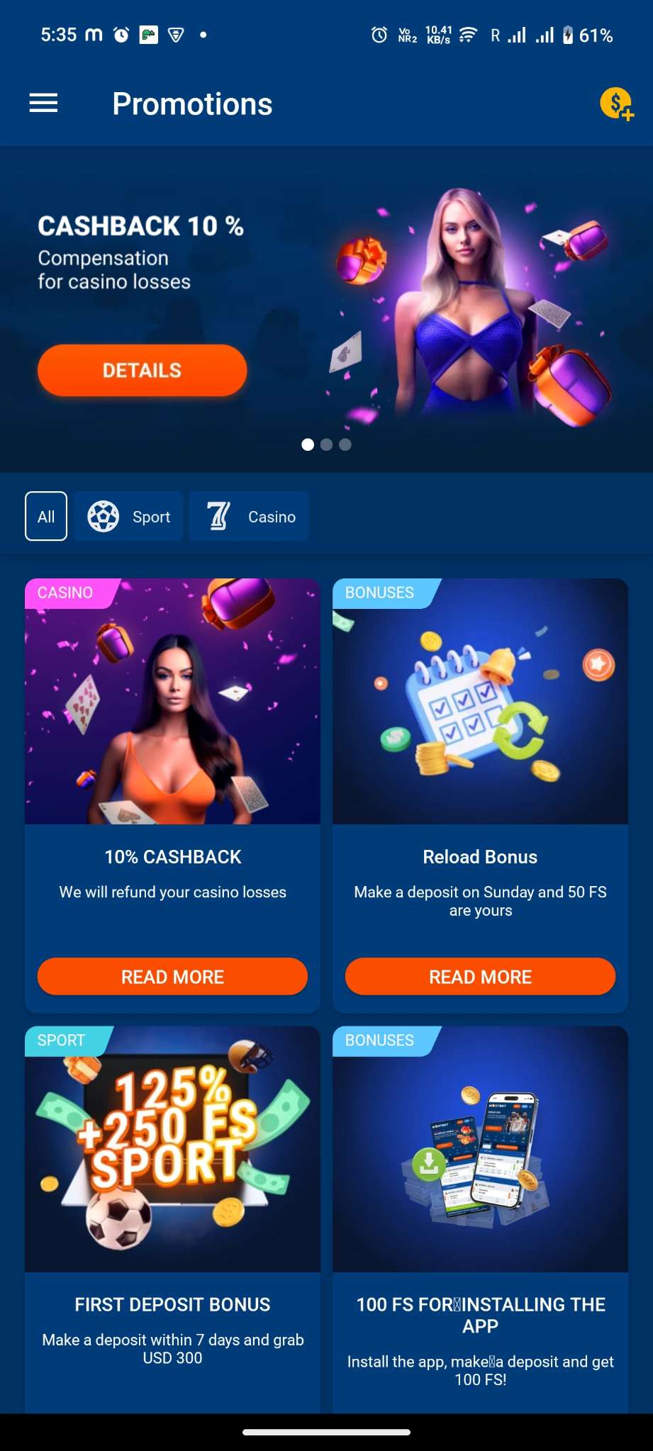 Screenshot MostBet APK 7.3.1